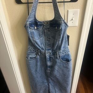 NWT Denim Halter Dress